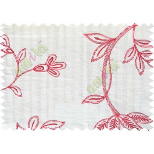 White with red premium floral embroidery main cotton curtain designs
